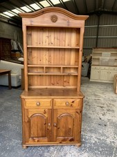 Vintage Retro Solid Natural Brown Pine Dresser Sideboard Cupboard Drawers Shelf