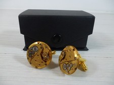 Boxed gold steampunk cufflinks - gold,