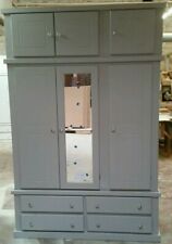 HANDMADE AYLESBURY 4DR TRIPLE WARDROBE (MIRRORED) GREY ASSEMBLED NOT FLAT-PACK! 