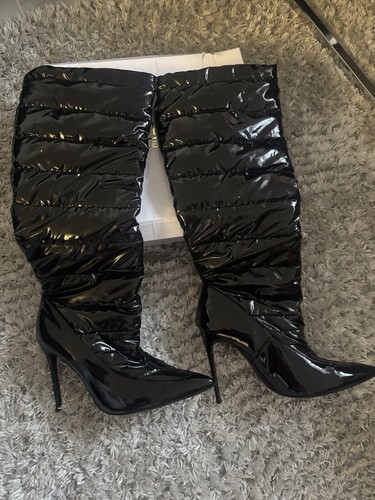 Black plastic puffer boot - plastic,
