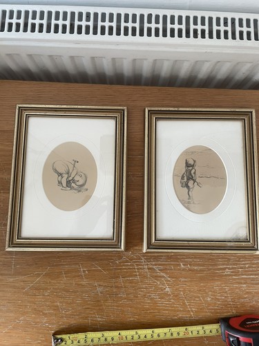 Pair vintage lithograph h - by, j