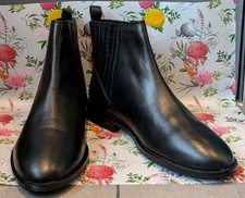 Ladies Black Leather Flat Chelsea Ankle Boots - Dorothy Perkins - Size 6