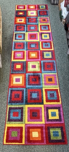 Colourful geometric runner rug - colourful,