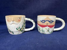 ANTHROPOLOGIE FOTINI TIKKON FATHER AND MRS CHRISTMAS MUGS BNWOB