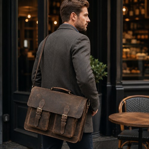 Crazy horse leather messenger - crazy,