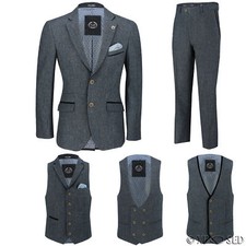 Mens Blue Wool Mix Tweed 3
