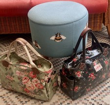 2 Vintage Cath Kidston Oilskin Tote/Grab Bags Freshly Cleaned - Black & Green