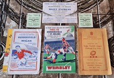 Vintage 1953 Rugby League Challenge Cup Lot - Programmes, Ticket Stubs + Sheets