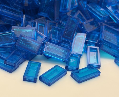 Lego tile 1x2 transparent - lego, blue
