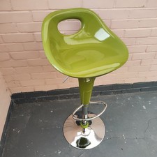 Retro Space Age Green Bar Stool – Adjustable Chrome Gas Lift – Mid Century Style