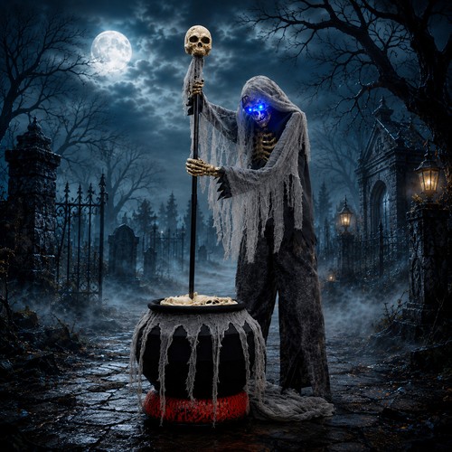 6ft animated stirring cauldron - animated,