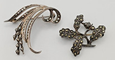 Silver & Marcasite Brooches x2