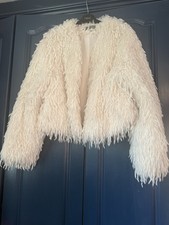 Women’s River Island White Faux Feather Jacket. Size M. New Without Tags