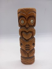 Vintage Maori Carved Wooden Tiki Totem Statue Figure, New Zealand. 9"