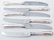 6 Set Of Six Table / Dessert Knives Silver Plated Handles Excalibur 21.5cm