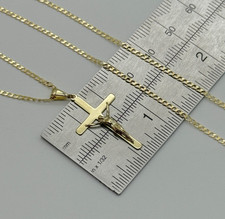 9ct solid yellow gold crucifix - yellow,