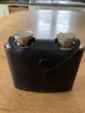 Hip Flask Stainless Steel Black Faux Leather Double Pack