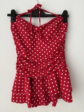 DEBENHAMS Red Polka Dot Ruched