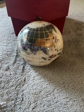 Pearl White Globe Paperweight Gemstone Inlay - 3"
