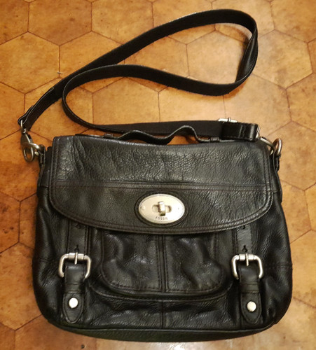 Fossil black leather handbag - ,