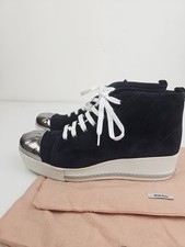 MIU MIU TRAINERS SHOES  BLUE SUEDE CAP TOE NEW 40.5 Uk 7.5 
