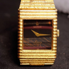 Waltham vintage gold watch, tiger's eye dial