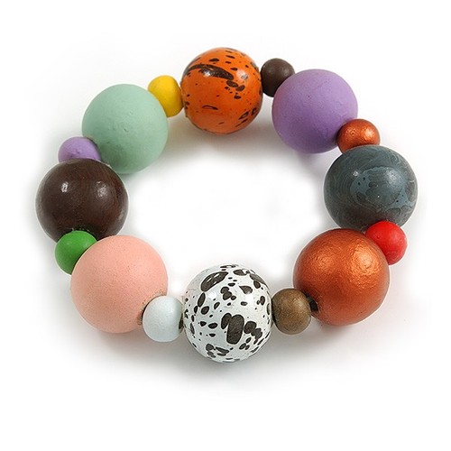 Chunky wood bead with - bead,