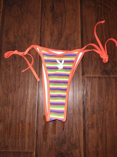 Rainbow striped playboy bikini - rainbow,