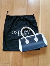 Osprey London Graeme Ellisdon Small Leather Bag Blue Black & White + dust bag