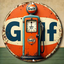 Vintage Retro Gulf Oil 20cm