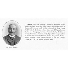 Henry Tasker of Snowfield, Bearsted Kent - Antique Print 1904