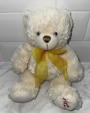 Hamleys Teddy Bear Soft Toy Comforter Cream, Yellow/orange Ribbon. Plush 32cm