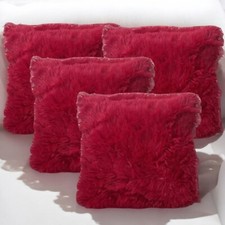SET OF 4 Red Mongolian Faux
