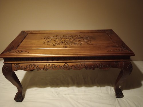 Hand carved walnut coffee - carved,