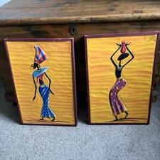 Carved Wood African Woman wall