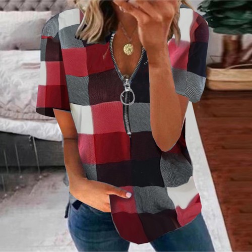 Lady check zip - check,