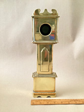 ANTIQUE BRASS WATCH STAND - GRANDFATHER CLOCK SHAPE 32.5cm HIGH.