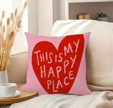 Super Soft Double Sided  "This Is My Happy Place" Quote Cushion Cover 45x 45cm