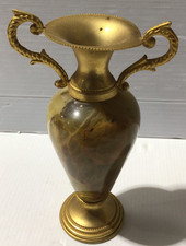 Vintage Metal And Stone Small Vase Ornament-Good Condition (Y1)
