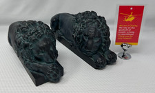 Artforum Pair of The Chatsworth Sleeping Lions 20cms Black   AC11