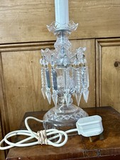 Mid Century Cut Glass Droplet Prism Dangle Candle Table Lamp