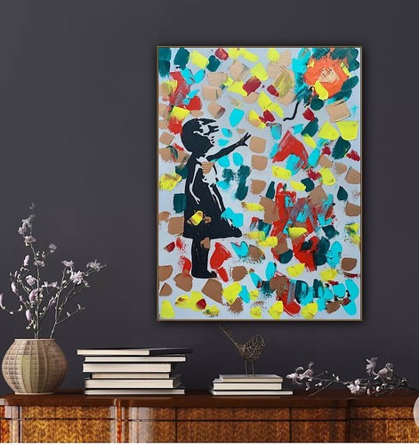 Girl with balloon like - like, banksy