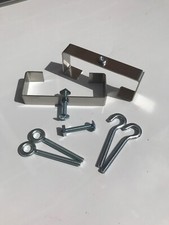 2 x S/Steel Clinch-It Concrete Fence-Post Brackets + Eye, Hook & Screw Bolts