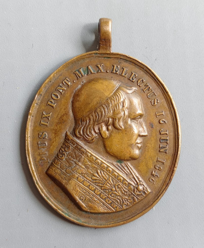 Pope pius brass medal - pius, ix