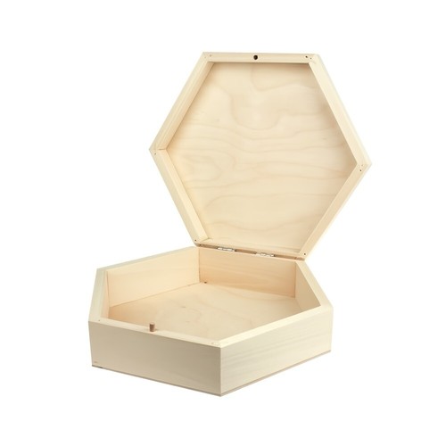 Wooden hexagon box - wooden,