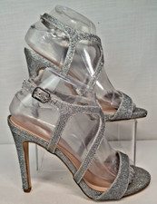 New Look Strappy Heels Silver Sandal Ankle Strap Ladies Shoes UK6 EUR39 J744