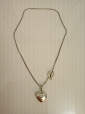 Links of London  Puffed Heart Pendant TBar Necklace Sterling Silver 