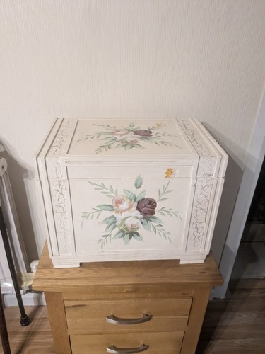 Floral wooden blanket box - blanket,
