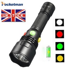4 Color LED Flashlight Multicolor 100000LM Magnetic Torch Hunting Fishing UK