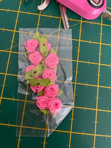 Small mini satin ribbon - small, rose